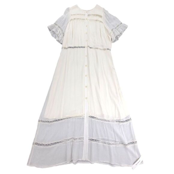 NWT Reformation Woodson Dress ES Midi Shirt Dress Ivory Old Money Plus Size 20 - Picture 1 of 7